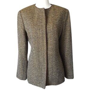 Anne Klein Collarless Brown Blazer Jacket, Size 8